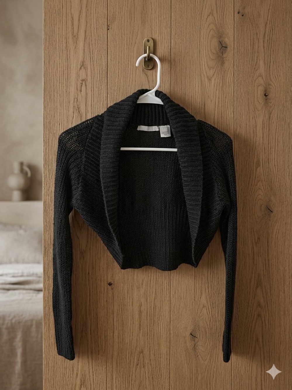 Promod Black Cropped Open-Front Shrug